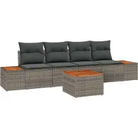 vidaXL Tuinbank Set met kussen 5 pcs Grijs Poly rattan