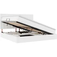 vidaXL Opbergbed met hoofdeinde Zuiver Wit 200 x 200 cm Kunstleer