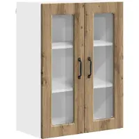 vidaXL Wandglas Kasten PORTO Artisan Eiken 60 x 31 x 80 cm
