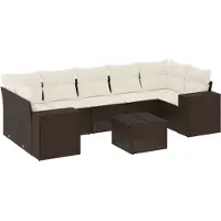 vidaXL 8-delige Loungeset met kussens poly rattan bruin