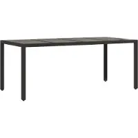 vidaXL Tuintafel met glazen blad 190x90x75 cm poly rattan zwart