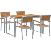 vidaXL Tuin Eettafel Set 5 st Grijs Massief Acacia Hout