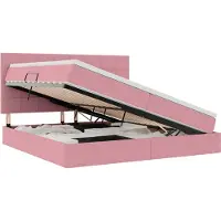 vidaXL LED opbergbed met matras Roze 200 x 200 cm Fluweel