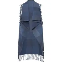 Codello Cape met ruitpatroon en fransenkant