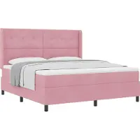 vidaXL Boxspringbed met hoofdeinde, roze, 180 x 200 cm, fluweel