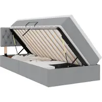 vidaXL LED opbergbed met matras Lichtgrijs 90 x 190 cm Stof