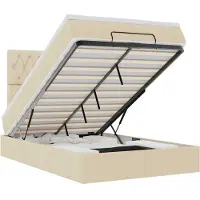 vidaXL Ottoman bed met matras 120x190cm stof crèmekleurig