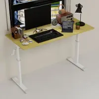OKWISH Bureau Met Handslinger - In Hoogte Verstelbaar Voor Thuiswerken En Studeren - Metaal En Houtlook Hout - Compact