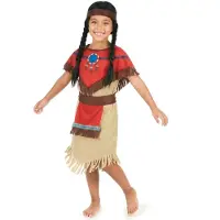 Vegaoo - Rode en beige indiaan outfit voor meisjes