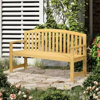 MODFU - Tuinbank Voor 2 Personen - Met Rugleuning En Armleuningen - Vurenhout - Oranje - 143 X 51 X 85 Cm