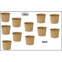 TakeAware 100x Bio sausbakje karton kraft 60cc - Sup free -Sauscup Composteerbaar saus mayonaise ketchup mosterd bakje eten food