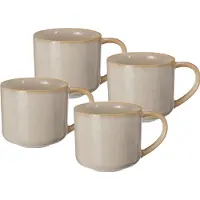 Excellent houseware Koffiemok/theemok - set 4x - Rustic - beige - 330 ml - mokken - keramiek