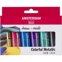 Amsterdam Standard Series acrylverf kleurrijke metallic set | 6 x 20 ml