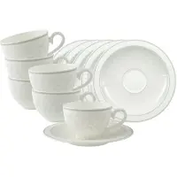 Villeroy & Boch Kaffeetassen mit Untertassen Gray Pearl 120 ml Set van 6