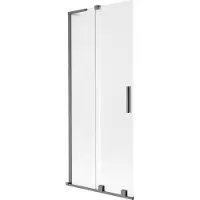 Mexen Velar L badwand 2-delige schuifdeur 80 x 150 cm, ijs, geborsteld gun grijs - 896-080-003-31-66