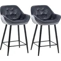 CLP Set van 2 barkrukken Gibson, fluweel, zit hoogte 76 cm | Kleur: zwart
