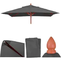 MCW Vervangingshoes voor horeca parasol -C57, parasolhoes, vierkant 4x4m polyester 3kg ~ antraciet