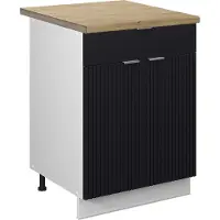 Vicco Fame-Line Keukenonderkast – 60 cm met lade, WB Eik Zwart gestreept
