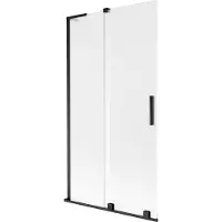 Mexen Velar L badwand 2-delige schuif 100 x 150 cm, matglas, zwart - 896-100-003-31-70