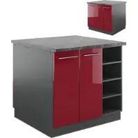 Vicco Fame-Line Keukeneiland – 90 cm zonder werkblad Bordeaux hoogglans/antraciet