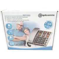 Amplicomms BT40 Zilver huistelefoon vaste lijn met foto toetsen - optisch bel signaal - instelbaar luide gespreksvolume - instelbaar luide bel signaal