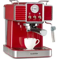Klarstein Koffiemachine Gusto Classico Espressomachine 1350W 20 Bar - Portafiltermachine,5L Watertank - voor Keuken voor Espressoliefhebber - LED RVS Aluminium - Coffee Machine - Koffieautomaat