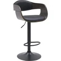 CLP Kingston Barkruk - Met rugleuning - Armleuning - Voetsteun - Frame Zwart - mat zwart/walnoot/zwart