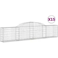 vidaXL Schanskorven 15 st gewelfd 300x30x60/80 cm gegalvaniseerd ijzer