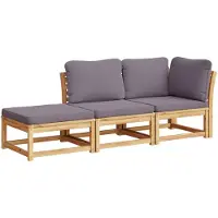 vidaXL 3-delige Loungeset met kussens massief acaciahout