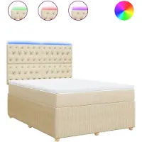 vidaXL Boxspring met matras stof crèmekleurig 160x200 cm