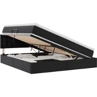 vidaXL Opbergbed met LED met matras Zwart 180 x 200 cm Kunstleer