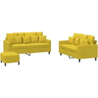 vidaXL 3-delige Loungeset met kussens fluweel geel
