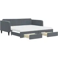 vidaXL Slaapbank onderschuifbed lades 100x200 cm fluweel donkergrijs