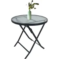 VCM alleen terrastafels, tuintafel, eettafels voor buiten Bistrotafel rond balkontafel tuintafel glazen blad klaptafel tuincamping 70 cm Ø Sonlas