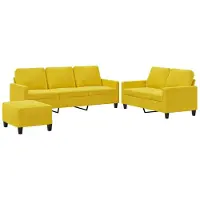 vidaXL 3-delige Loungeset met kussens fluweel geel