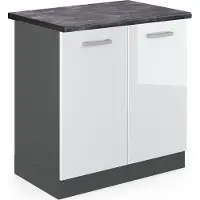 Vicco R-Line Wastafelkast – 80 cm, WB Antraciet Wit Hoogglans