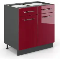 Vicco Keukenonderkast Fame-Line Bordeauxrode hoogglans 80 cm zonder werkblad, Model 35557
