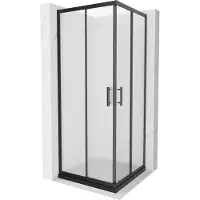 Mexen Rio vierkante douchecabine 70 x 70 , matglas, zwart + Flat douchebak, zwart - 860-070-070-70-30-4070B