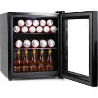 Primo PR178BC Drankkoelkast - Minibar - Mini Koelkast - Glazen deur - 46L - D - Zwart