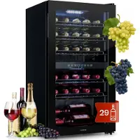 Klarstein Shiraz 29 Duo wijnkoelkast 2 zones 80L/29 flessen 5-22°C touch zwart