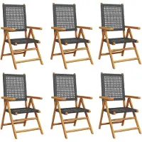 vidaXL Tuinstoelen 6 st verstelbaar poly rattan en massief hout zwart