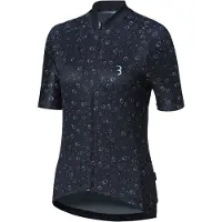 Bbb Cycling Fietsshirt Dames Korte Mouw DonnaFit - Wielershirt Dames Korte Mouw - Comfortabel en Sneldrogend Wielrenshirt Dames - Zwart Bloemen - Maat M - BBW-412