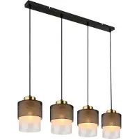 Globo Lighting Hanglamp Olga 4-lichts zwart met gaas