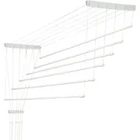 Kadax Plafondwasdroger, wasdroger voor het plafond 6, wanddroger met polyethyleen beklede stalen spijlen, plafonddroger, draagvermogen 12 kg (6x 140/wit)