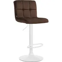 CLP barkruk, Peru, fluwelen bekleding, in hoogte verstelbaar, draaibaar, met rugleuning | Kleur: bruin, frame: wit