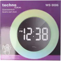Technoline Digitale wandklok / tafelklok - Verschillende kleuren verlichting - Spiegelbeeld - WS 8086