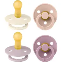 BIBS Colour speen verpakking 4 stuks, BPA-vrije fopspeen, Ronde speen. Natuurlijk rubberlatex, Gemaakt in Denemarken. 6-18 maanden (Verpakking 4 stuks), Baby Girl Colours