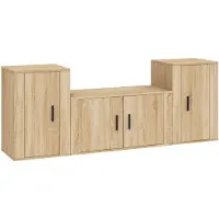 vidaXL 3-delige Tv-meubelset bewerkt hout sonoma eikenkleurig