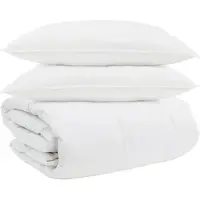 vidaXL Deken Set met kussen 3 pcs Wit Donsveer
