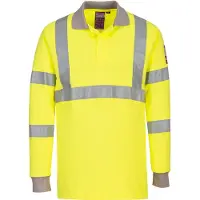 Portwest FR77 Vlamvertragend, antistatisch veiligheidspolo met lange mouwen, gele kleur, maat M